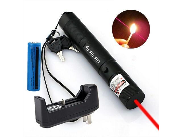 2Pcs 900Miles Assassin Red Laser Pointer Pen Adjustable Beam Light Torch&Charger 