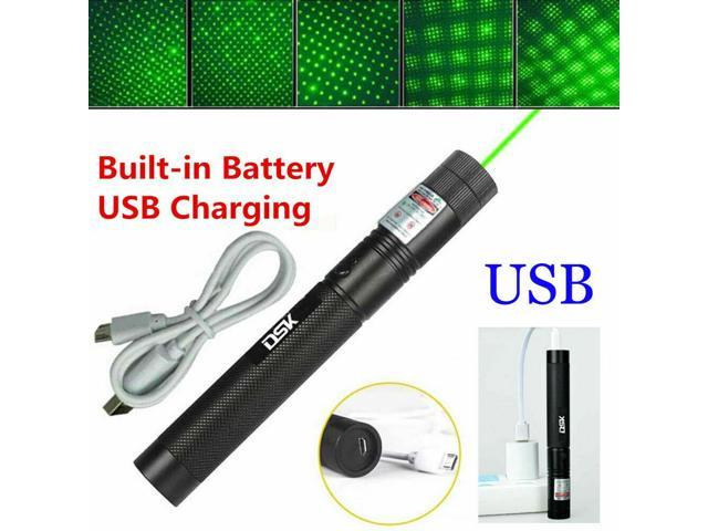 USB Rechargeable Green Laser Pointer Pen 900Mile Zoom Beam Lazer+Star Cap w/Batt 