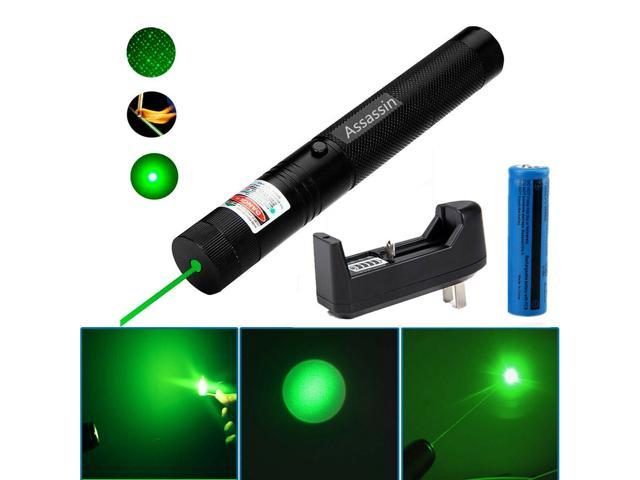 990Miles 2in1 Green Laser Pointer Pen Light Star Cap High Beam Lazer+Battery Set 