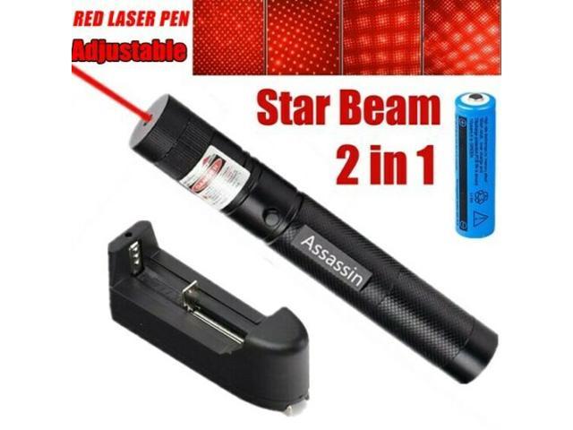 1MW 900Miles Red Laser Pointer Pen 650nm Visible Beam Single Light 18650+Charger