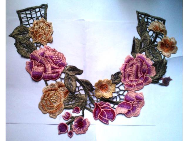 Rose Patch Embroidery 2Pcs Clothes Fix Patch Sewing Accessory Handcrafts Attachment Decorative Patch