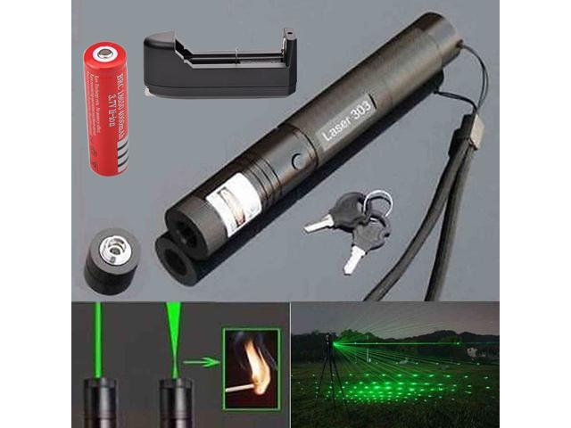 10Miles 532nm 303 Green Laser Pointer Lazer Pen Visible Beam Light+18650+Charger