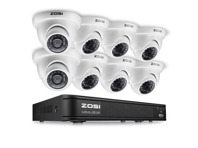 ZOSI 8CH Outdoor Dome Surveillance Security Camera System 1080p HD Night Vision