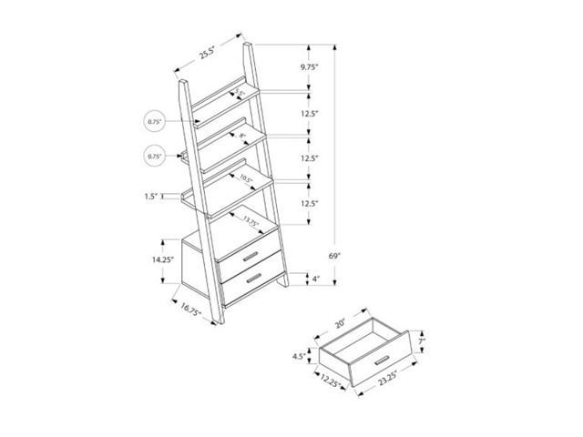 Storage Drawers I2562 Newegg, Monarch Specialties Bookcase Ladder With 2 Storage Drawers White 69 H
