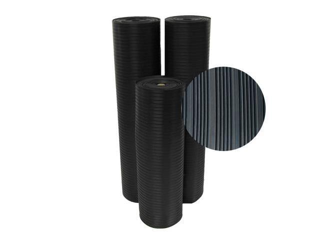 Photo 1 of Rubber-Cal 03_168_W_CO_08 Composite Rib Corrugated Rubber Floor Mats, 48" Wide, 4' x 8' Roll, Black
