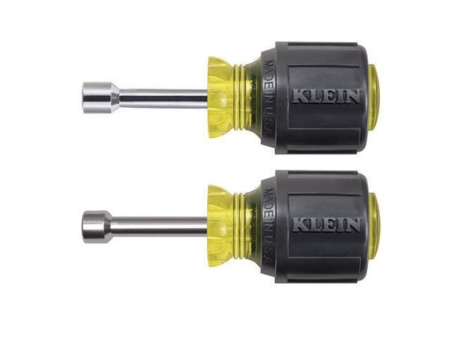 KLEIN TOOLS 610 Nut Driver Set, Stubby Nut Drivers with 1-1/2-Inch Shaft,
