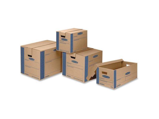 Bankers Box SmoothMove Prime Small Moving Boxes, Lift Lid, 24L x 12W x 10H, Kraft/Blue, 8/CT - FEL0065901