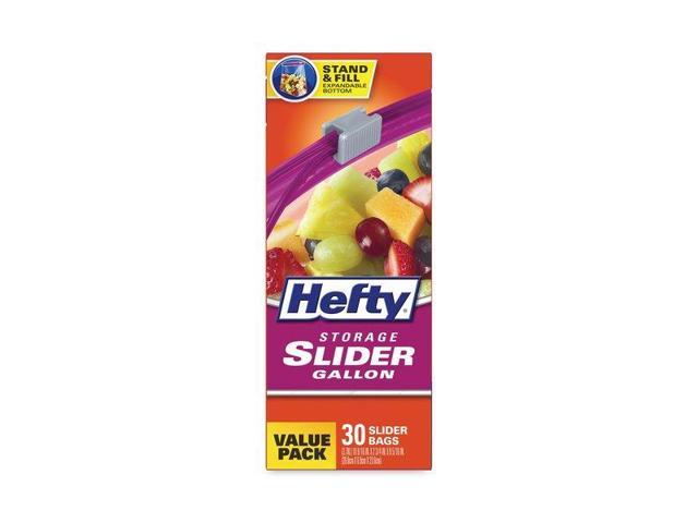 Hefty Slider Bags Storage 1 gal 1.5 mil Clear 30/Box R81430