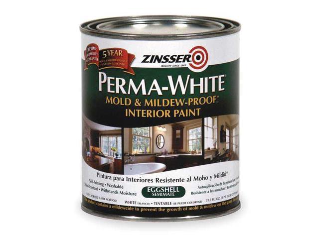 Photo 1 of ZINSSER Interior Paint, Eggshell, Water Base, White, 1 PINT