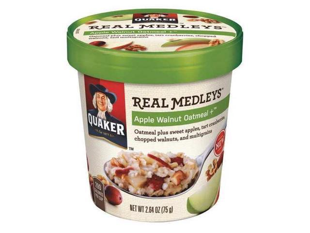 Quaker Real Medleys Oatmeal Apple Walnut Oatmeal+ 2.64oz Cup 12/Carton 15504