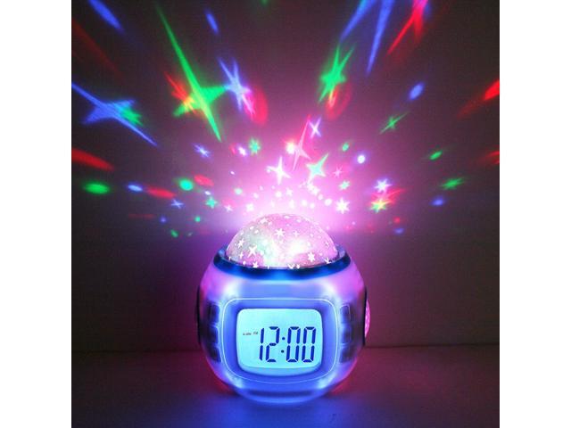 Children Room Sky Star Night Light Projector Lamp Bedroom Alarm Clock W Music
