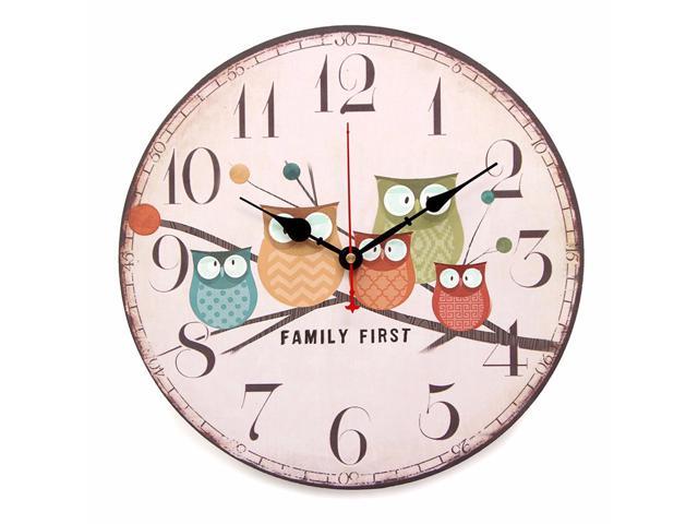 Modern Design Wooden Wall Clock Owl Vintage Rustic Shabby Chic Home Office Cafe Decoration Art Large Watch Horloge Murale
