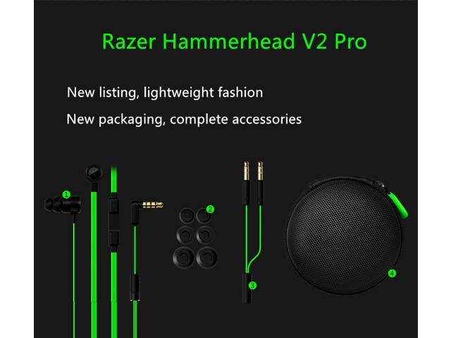 Razer Hammerhead V2 Pro In Ear With Mic Gaming Headsets Noise Isolation Stereo Deep Bass Mobile Phones Computer Earphones Newegg Com