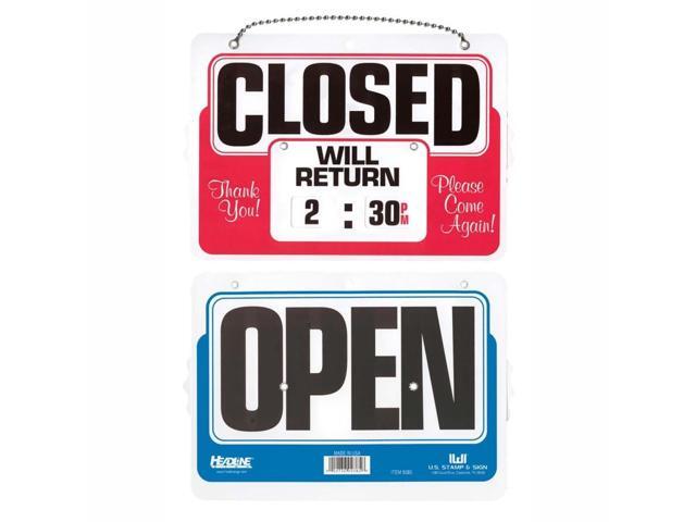 Headline Sign 9385 Double-Sided Open/Closed Sign w/Dial-A-Time Will ...