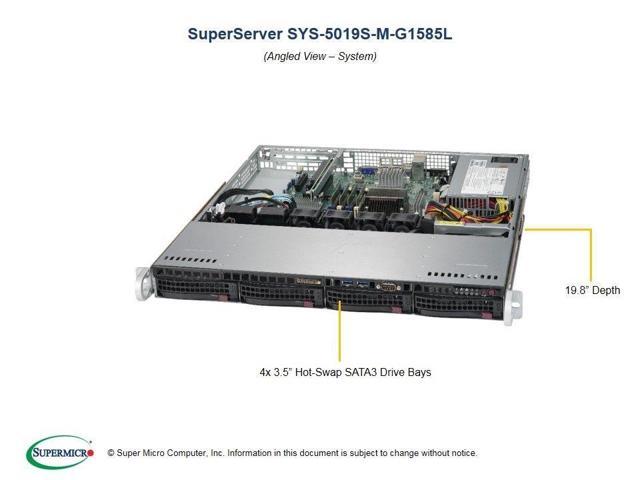 SuperMicro SYS-5019S-M-G1585L 1U Server