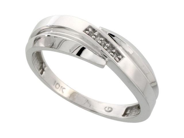 Sterling Silver Mens Diamond Band wide 5.5mm Size 9 w// 0.03 Carat Brilliant Cut Diamonds 7//32 in.