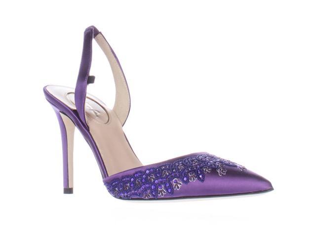 purple satin heels