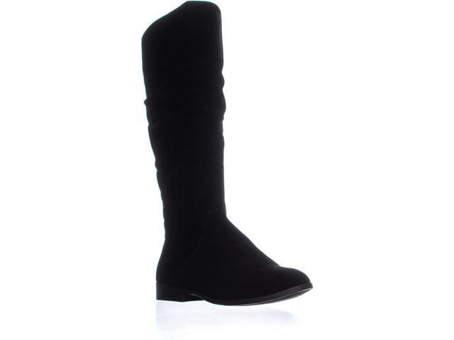 mid calf suede boots black