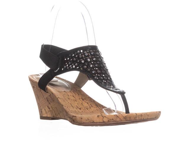 white mountain black wedge sandals