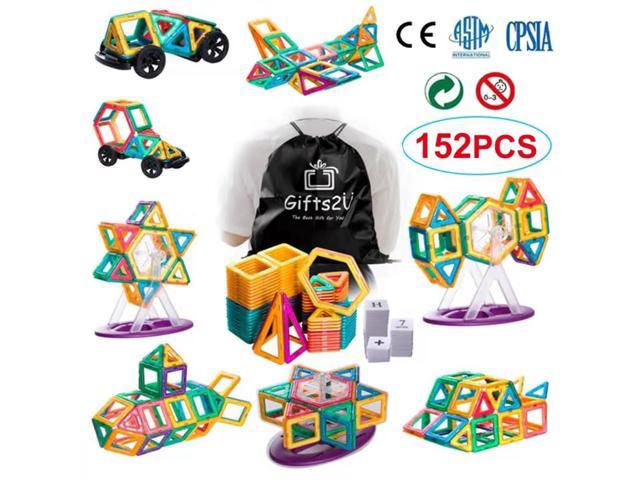 152pcs Construction Kit for Kids with Wheel Gifts2U Magnetic Building Blocks 