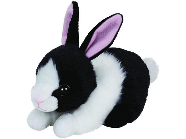 black and white bunny plush