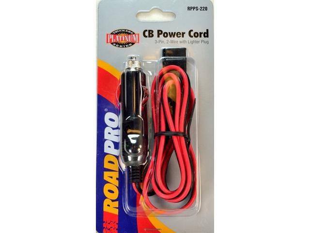 ROADPRO RPPS-220  3-PIN PLUG 12-VOLT FUSED REPLACEMENT 2 WIRE CB POWER CORD