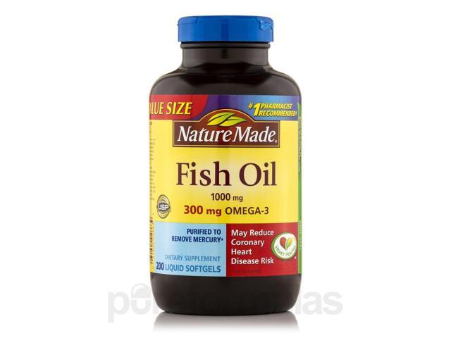 Fish Oil 1000 Mg Omega 3 300 Mg 200 Softgels By Nature Made