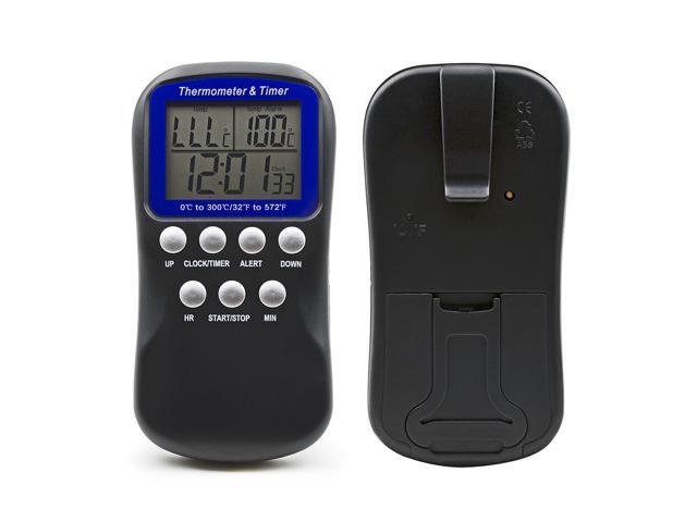 Digital Cooking Thermometer Timer Triple LCD Temperature Oven Thermometer Kitchen Cooking Timer Alarm Digital Food Probe Thermometer Timer for Oven