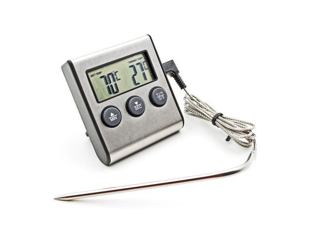 Digital Kitchen Thermometer LCD Display Long Probe Alarm for Grill Oven Food 