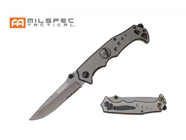 Spring-Assist Folding KnifeWartech 3.5" Gray Sheepsfoot Blade Tactical EDC 