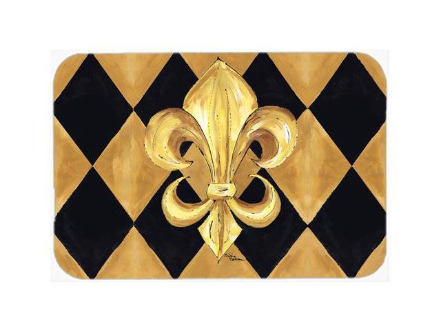 Black And Gold Fleur De Lis New Orleans Kitchen Or Bath Mat 24x36