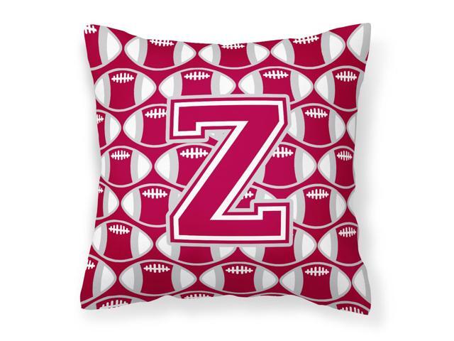 Letter Z Football Crimson Grey And White Fabric Decorative Pillow