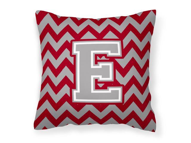Letter E Chevron Crimson And Grey Fabric Decorative Pillow Cj1043