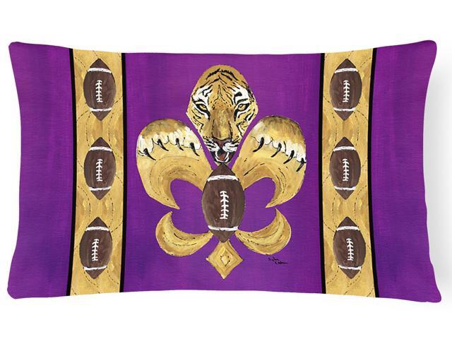 Tiger Football Fleur De Lis Canvas Fabric Decorative Pillow