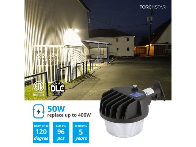 TORCHSTAR Dusk-to-dawn LED Outdoor Barn Light (Photocell Included), 50W (400W Eqv.), 6000 lm Ultra-bright Area Light, 3000K Warm White, DLC & ETL-listed Yard Floodlight, 5-Year Warranty