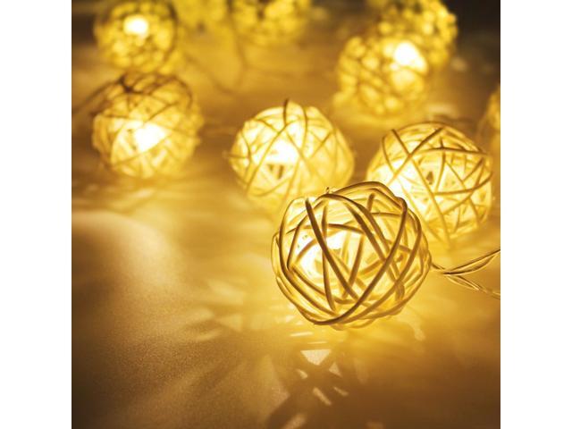 Rattan Ball Led Christmas String Lights W Adapter 29ft Length Warm White 40pcs For Holiday Party Event Decorative Rattan Ball Led Christmas String Lights W Adapter 29ft Length Warm White 40pcs For Holiday Party Event Decorative