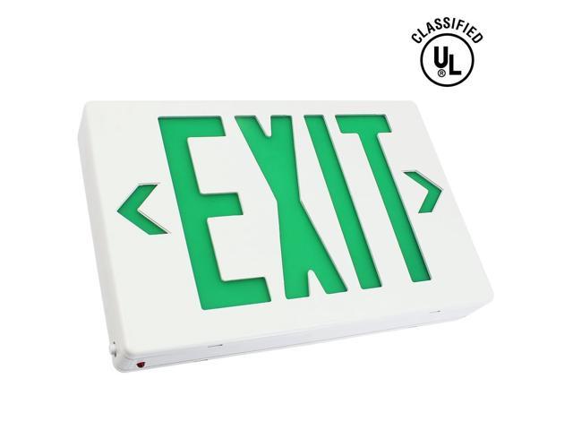 LED Plastic Exit Sign AC Only 120V/277V Black Green Letters 1 or 2 Sided