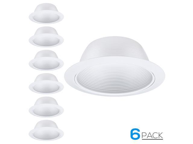 Pack of 12 6 Inch Recessed Can Light Trim with Satin Nickel Metal Step Baffle