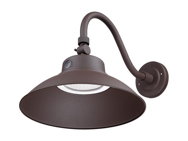 Leonlite Led Gooseneck Barn Light Photocell Included Swivel Head Outdoor Wall 42w 150w Equivalent 5000k Daylight 4000lm Brown