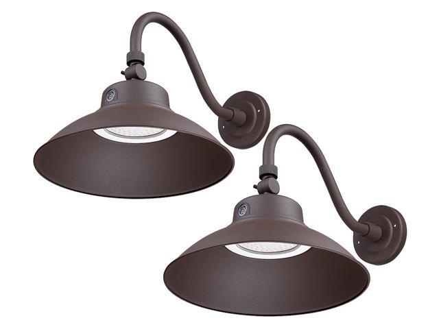 Leonlite 2 Pack 42w Led Gooseneck Barn Light Photocell Included Swivel Head Outdoor Fixture 150w Equivalent 5000k Brown Newegg Com