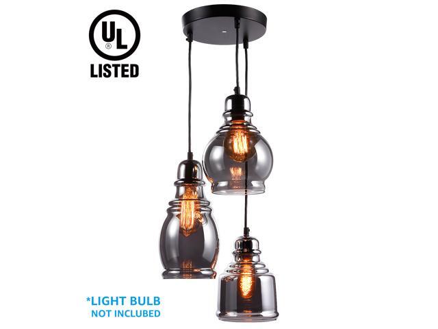 Escena Ul Listed Triple Sockets Pendant Light Fixture Vintage Black Mirror Surface Shades For Kitchens Dinning Rooms Bars Cafes Newegg Com