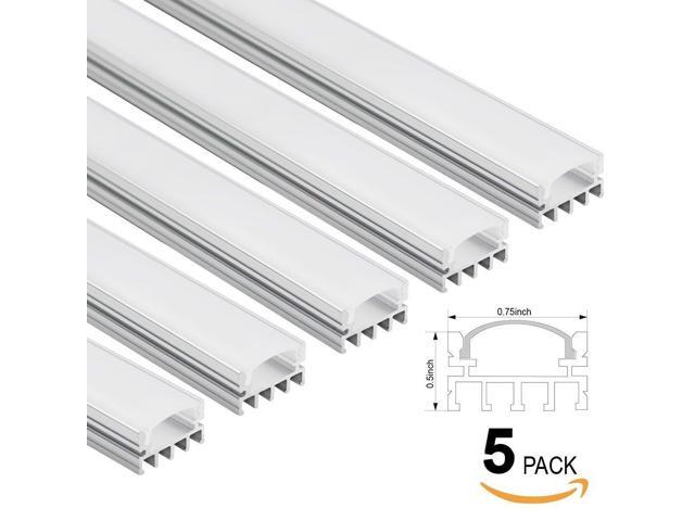 5 Pack Aluminum U Channel 1m/3.3ft Milky White Cover U-Shape LED Strip Lights 