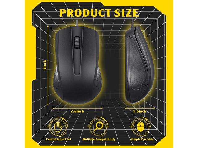 Xuhal 50 Pack Wired USB Mouse Bulk Black Corded Computer Mouse 1000 DPI 3  Button Wired Computer Mice Cable Plug in Mouse Optical Ergonomic Mouse for 