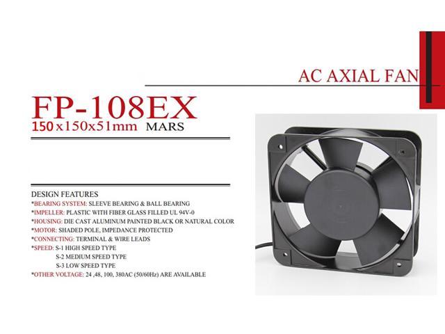 Square ROTARY FP-108EX-S1-B AC Axial Fan With Ball Bearing AC 220/240V ...