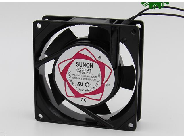 Square SUNON SF9225AT P/N 2092HSL AC Axial Fan with AC 220/240V 50/60Hz 0.10A 2 Wires