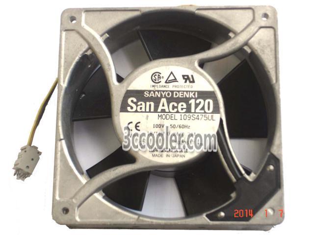 SANYO 12038 120*38mm 109S475UL 100V 18/16W 3 Wires matal frame case fan 12CM power cabinet ups cooler