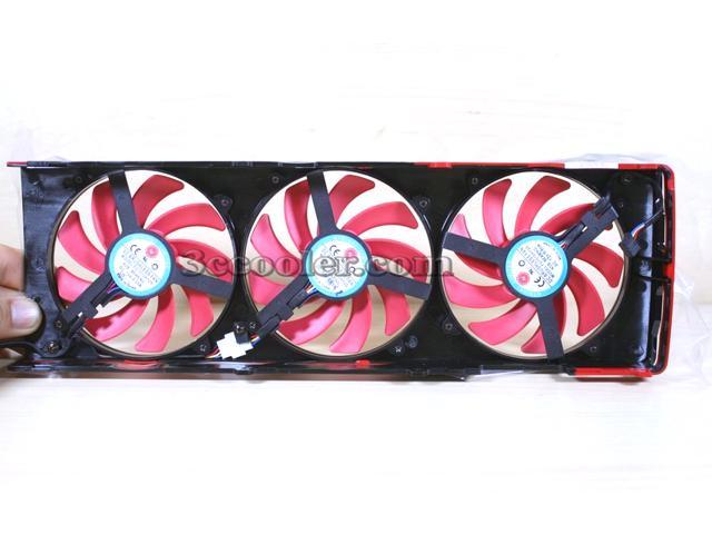 NTK FD7010H12S 12V 0.35A 3 pcs 3/4 Wires 4 Pins Frameless VGA Fan with a black cover for ATI HD7990