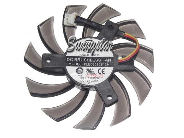 Power Logic PLD08010S12H 12V 0.25A 3 wires 3 pins vga fan graphics card ...