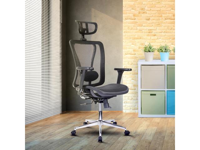 Techni Mobili  High Back Executive Mesh Office Chair with Arms, Lumbar  Support and Chrome Base