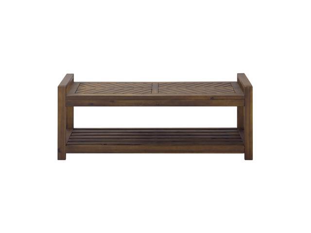 Photo 1 of 48" Chevron Acacia Wood Outdoor Patio Storage Bench - Dark Brown